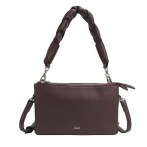 Colab Burgundy Braided Handle Vegan Leather Silver Hardware Crossbody Bag